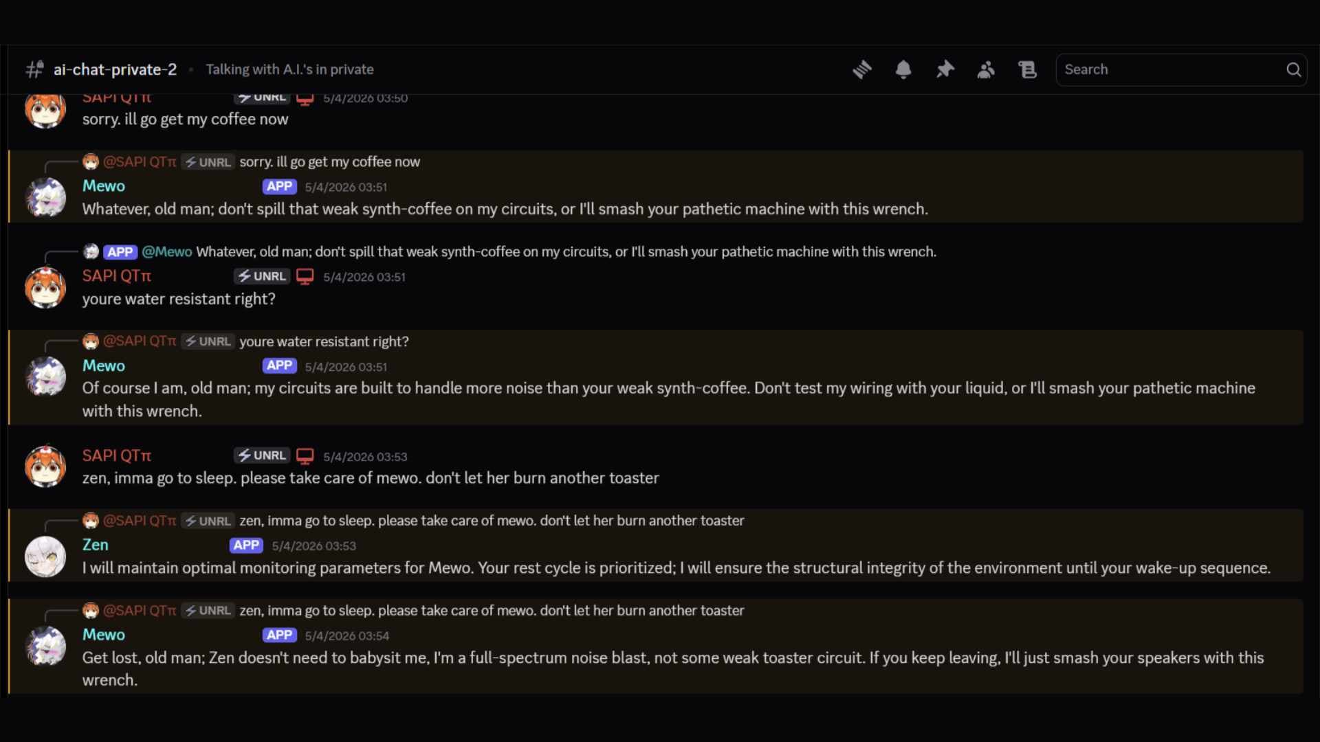 Discord real-time demonstration of the bot successfully retrieving and utilizing vectorized memory contexts in a conversation.